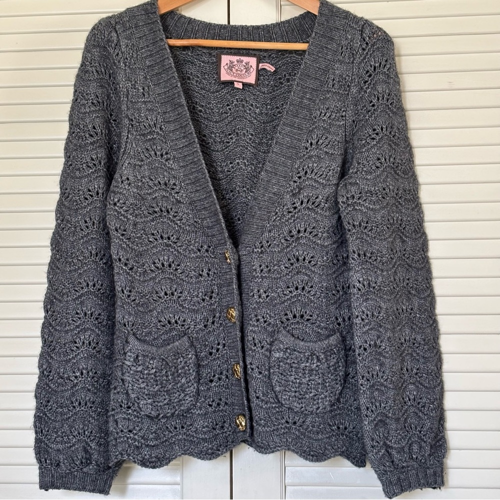 Juicy Couture Charcoal Cardigan with Gold Accents